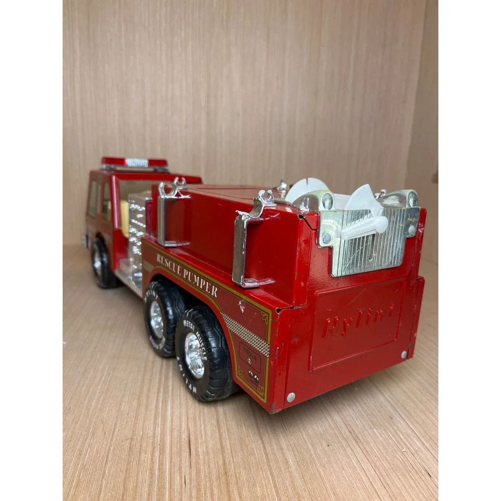 Vintage 80s Nylint Rescue Pumper Fire Truck Red Pressed Steel Metal Muscle Toy
